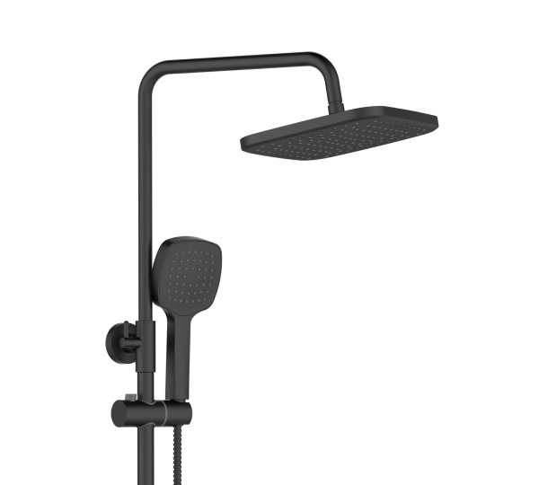 Душевая система Orange Thermo T02S4-911b термостат с изливом, черный матовый